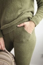 Alpaca sweater set two-piece khaki