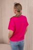 Baumwollbluse mit dekorativer Schleife Fuchsia