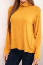 Women's viscose blouse with a turtleneck and long sleeves mustard