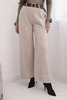 Women's elegant trousers with a belt and wide leg beige