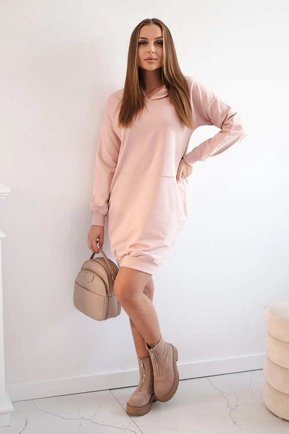 Hooded dress dark powdered pink