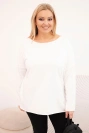 Dámská blůza Plus Size asymetrická s dlouhým rukávem bílá
