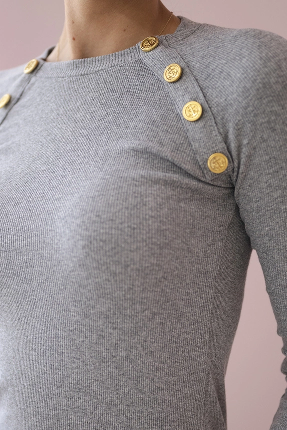 Dress with decorative buttons gray