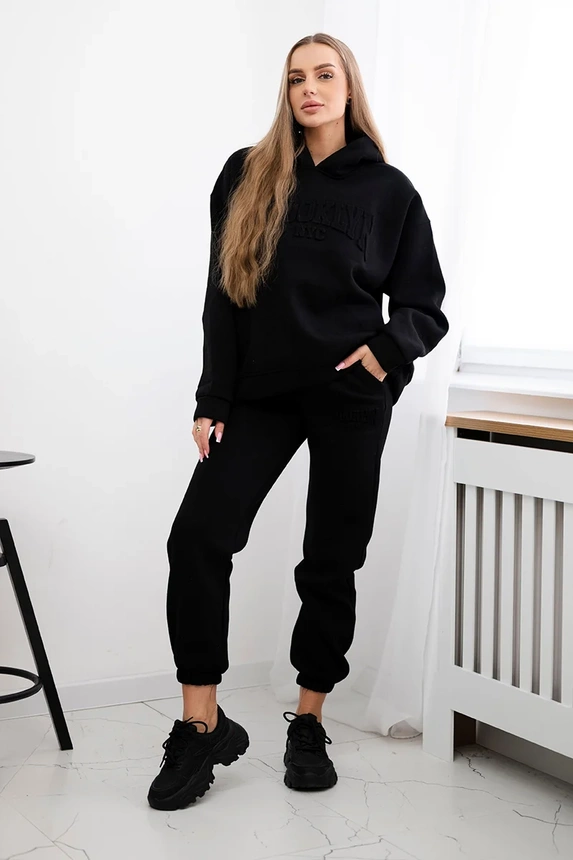 Isoliertes Baumwoll-Set, Sweatshirt + Hose Brooklyn schwarz