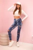 Women's cotton leggings with distressed denim color