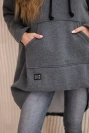 Padded sweatshirt with long back and hood graphite