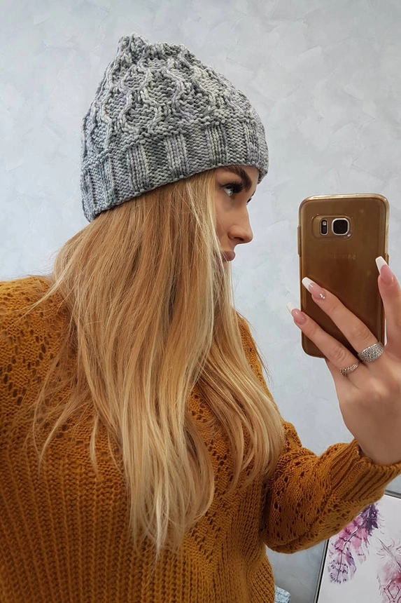 Dámská čepice Eliza K205 grey+violet+ecru
