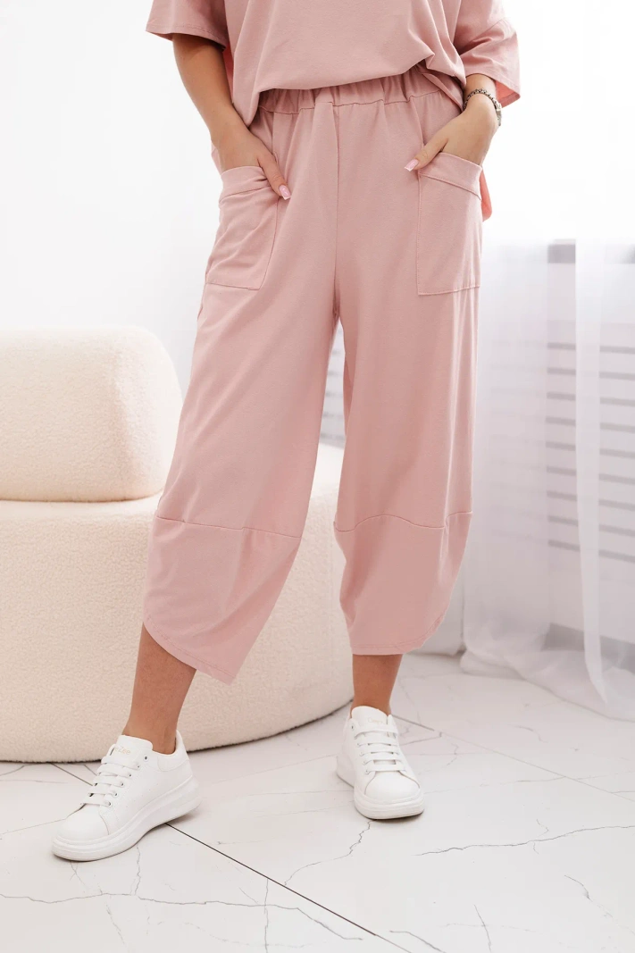 Baumwollset Bluse + Hose dunkles Puderrosa