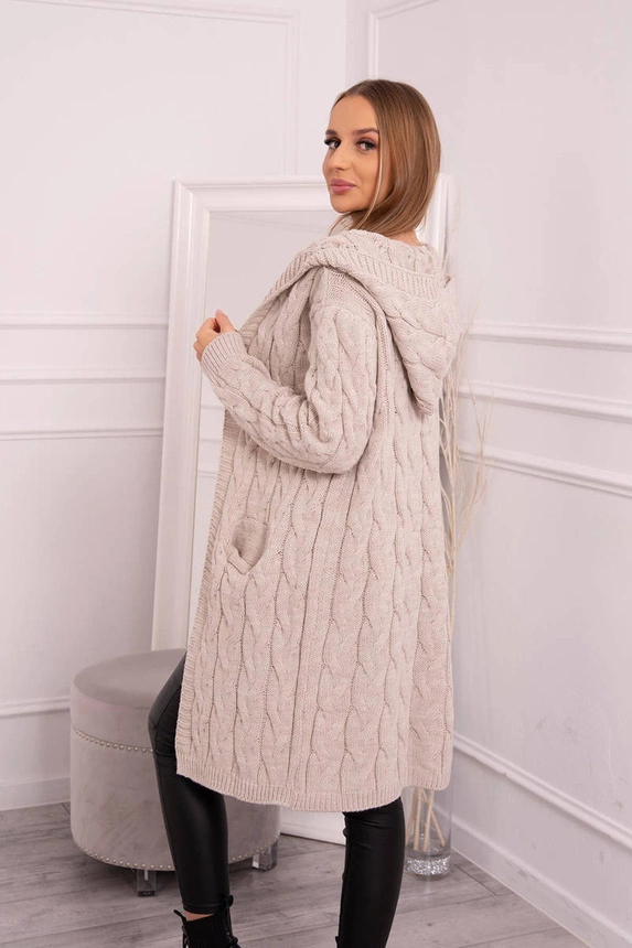 Sweater with hood and pockets light beige
