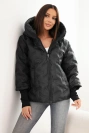Damen Steppjacke mit Kapuze und Taschen schwarz