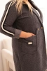 Plus Size women's coat made of faux shearling with pockets graphite