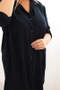 Women's shirt dress Plus Size with a longer back and rolled-up sleeves navy blue