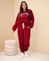 Women's corduroy set with sweatshirt and jogger pants burgundy