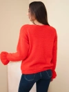 Damenpullover mit Mohair und Wolle mit Rüsche an den Ärmeln rot