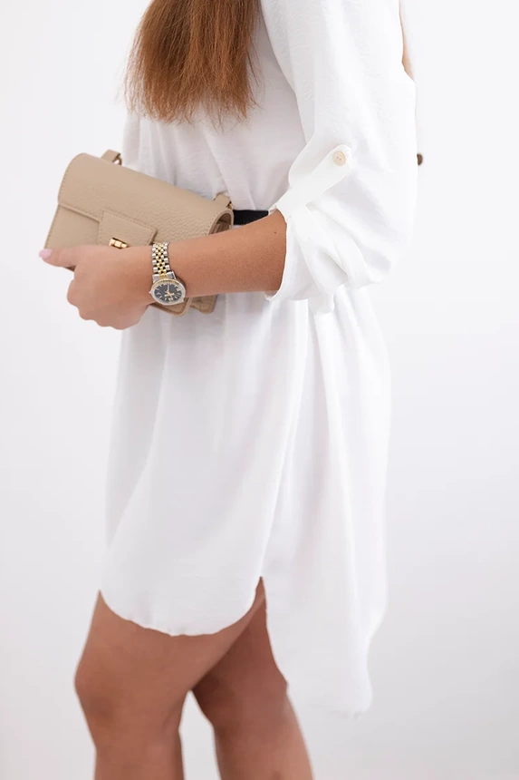 Kleid mit längerem Rücken und Gürtel ecru