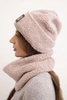 Women's fleece set hat and scarf with decorative patch dark powder pink