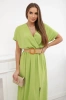 Long dress with a decorative belt pistachio