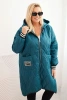 Damenjacke Plus Size gesteppte mit Kapuze und sportlichen Bündchen türkis