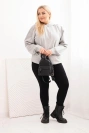Moteriška pėtelinė Plus Size medvilninė striukė su gobtuvu ir kengūros kišene pilka