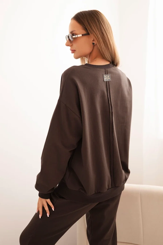 Damen-Set aus Baumwolle mit Minimal-Druck braun