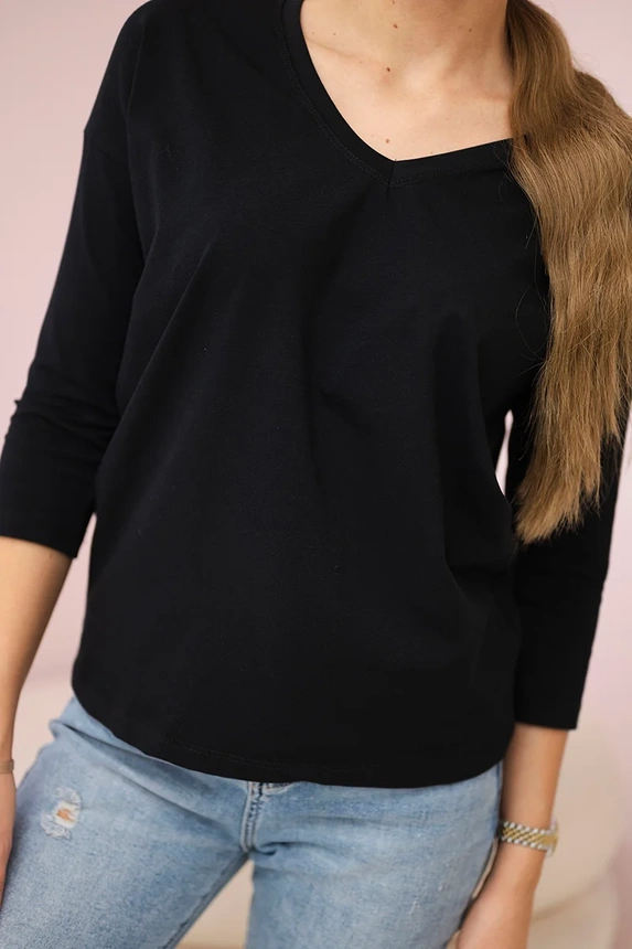 V-neck blouse black
