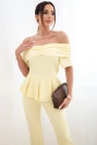 Women's cotton set with a short-sleeved top and shorts yellow