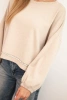 Women's sweatshirt with decorative finish at the bottom beige