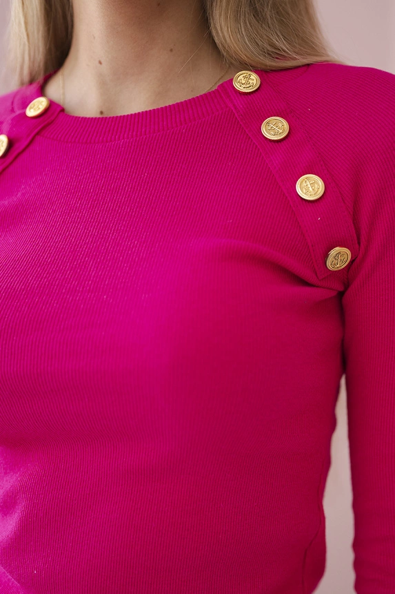 Kleid mit Zierknöpfen fuchsia