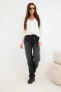 Women's sweater with a V-neck and buttons ecru
