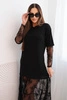 Women's dress with a tulle bottom and sleeves black
