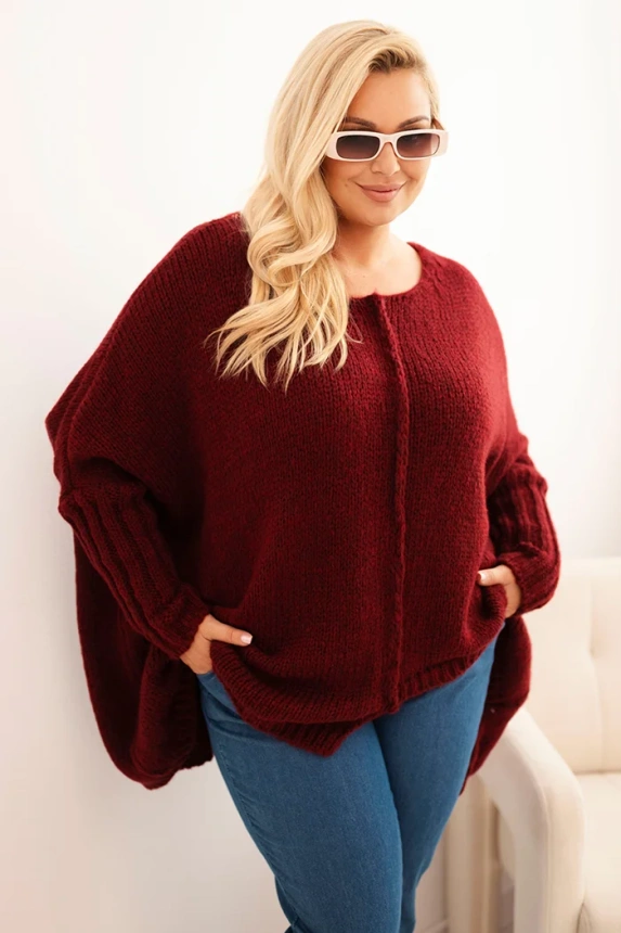 Damenpullover Plus Size aus Acryl mit lockerer Passform und 3/4-Ärmeln fango