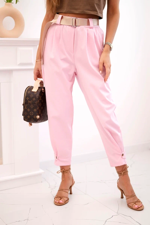 Summer Punto trousers with leg closure candy pink