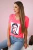 Blouse with a woman's graphics pink neon