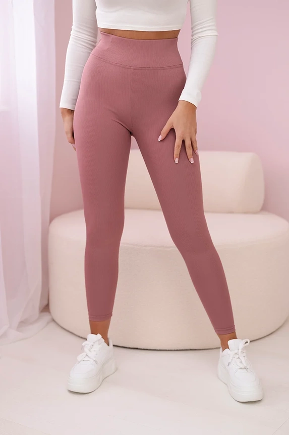 Striped leggings pants dark pink