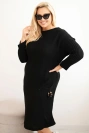 Sukienka swetrowa damska Plus Size z moherem oversize z kieszenią czarna