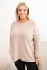 Sweter damski plus size z dekoltem łódką ciemno beżowy