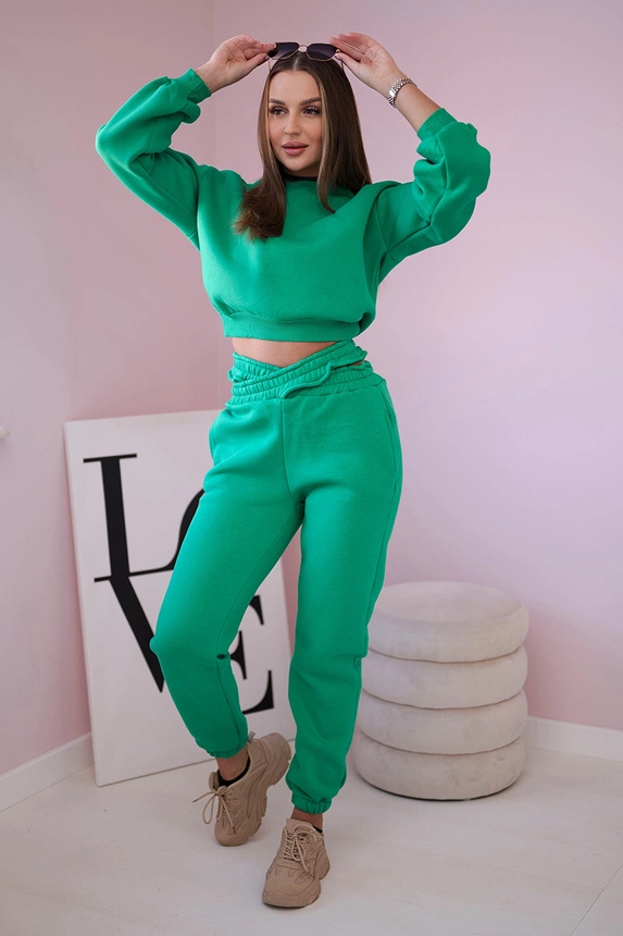 Isolierset mit kurzem Sweatshirt grün