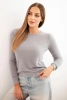 Women's alpaca sweater with a round neckline gray