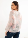 Damenpullover aus 70 % KID-Mohair mit Blumenmuster und rundem Ausschnitt dunkel mintfarben