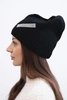 Women's winter wool hat with decorative rhinestone band K402 black