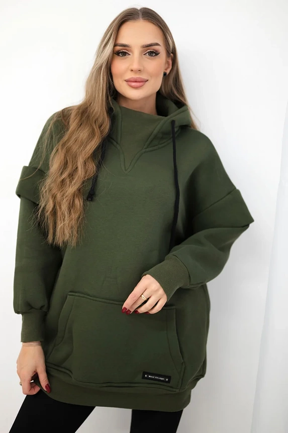Insulated turtleneck sweatshirt khaki