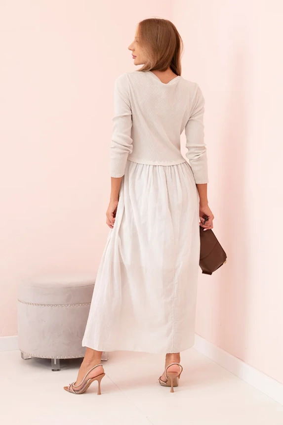 Langes Kleid mit Trägern pflaumenfarben