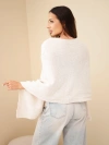 Damenpullover Poncho aus Babyalpaka mit Knöpfen beige
