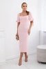 Dress ruffled at the back with tied sleeves light pink