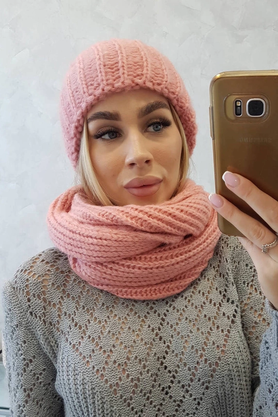 Dámská silná žebrovaná souprava P100 růžová