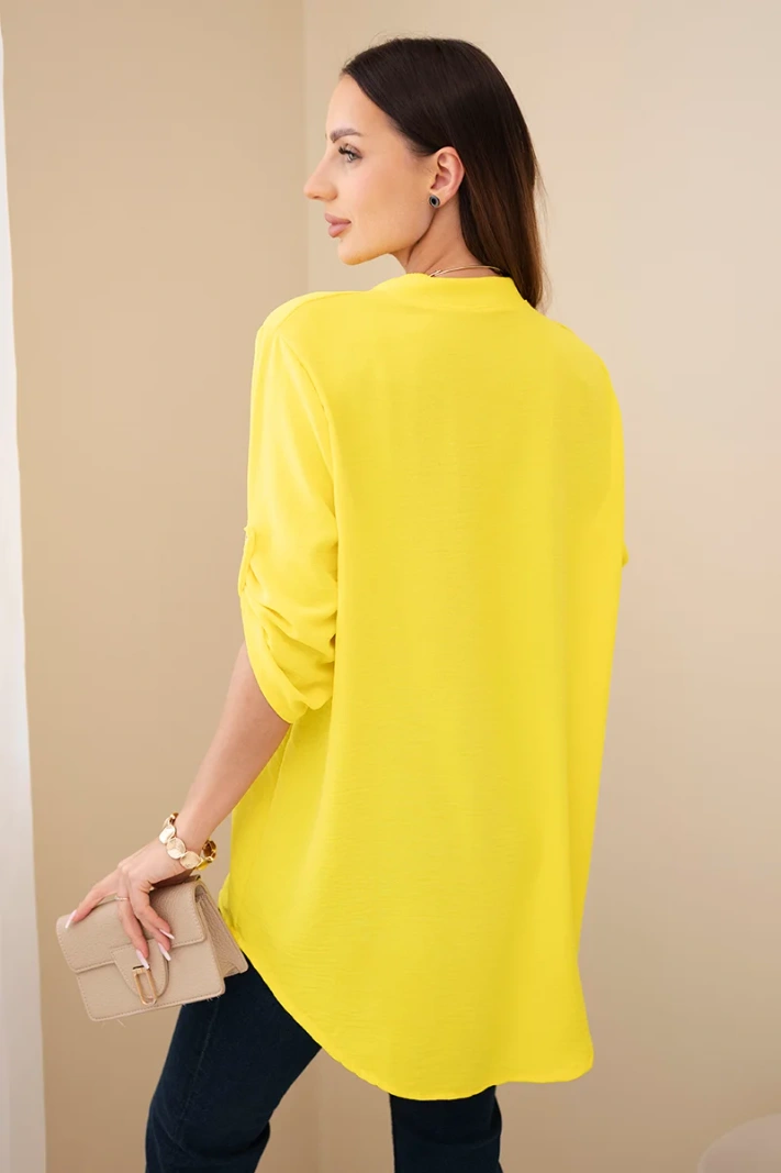 Blouse with a longer back dark yellow