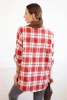 Women's cotton checkered shirt with a distressed effect red