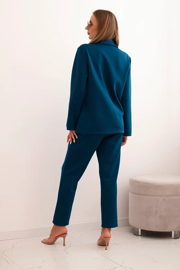 Women's set with viscose, decorated and with elastic trousers, teal