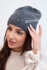 Women's winter wool hat with decorative zirconia band K402 graphite