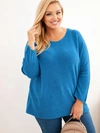 Damenpullover Plus Size mit Boot-Ausschnitt marine